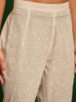 Thumbnail for Sangria Floral Embroidered Pure Cotton Thread Work Kurta with Trousers & Dupatta - Distacart