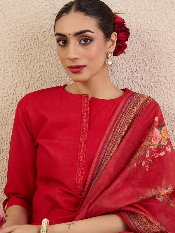 Indo Era Women Solid Kurta with Pyjama & Dupatta