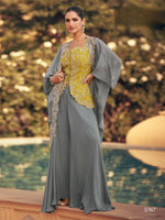 Thumbnail for Anaita grey Chinon Readymade Shrug Suit with Heavy Embroidery Work - Distacart