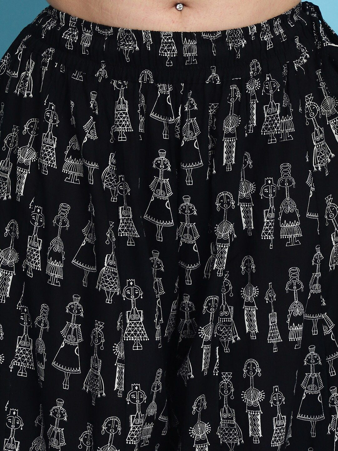 TAG 7 Ethnic Motifs Printed Pure Cotton Flared Ethnic Palazzo
