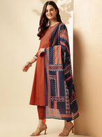 Thumbnail for Anouk Ethnic Motifs Panelled Pure Cotton Kurta with Trousers & With Dupatta