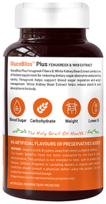 Thumbnail for bliss welness sugar management fenugreek white kidney bean extract veg capsule