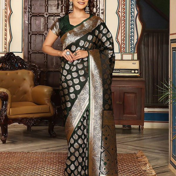 Astita Dark Green Silk Saree