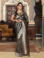 Thumbnail for Astita Dark Green Silk Saree