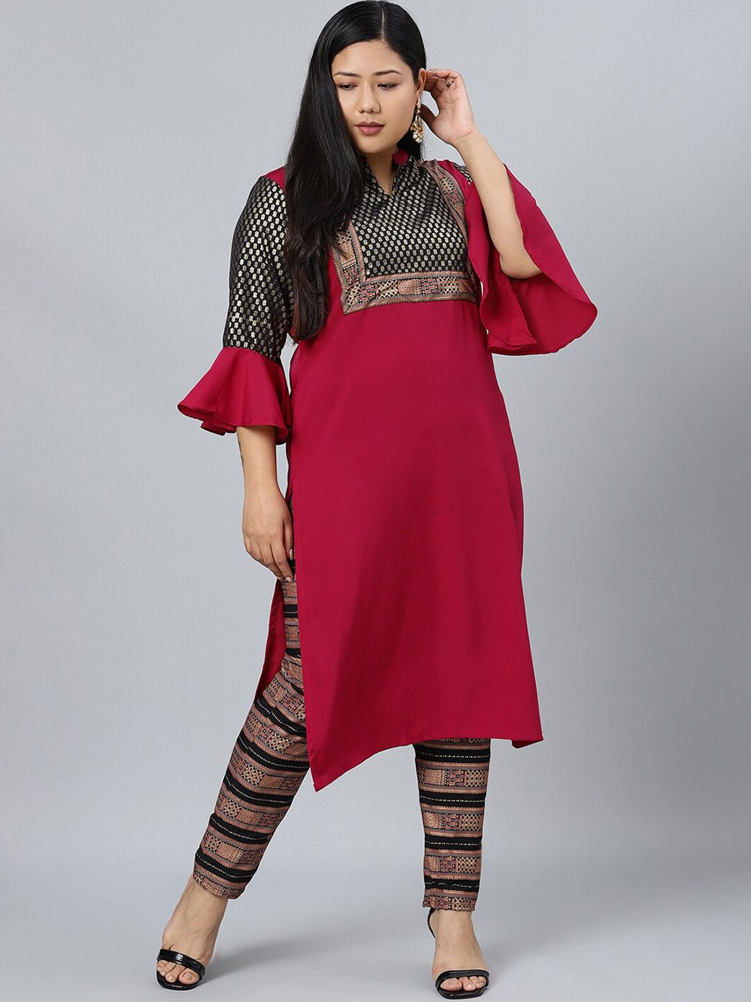 Sztori Plus Size Abstract Printed Straight Kurta with Trousers - Distacart
