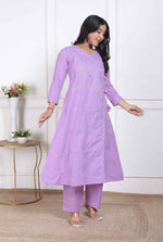 Thumbnail for Miravan Womens Lavender Angrakha Kurta Set - Distacart
