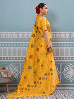 Thumbnail for Astita Yellow Silk Saree