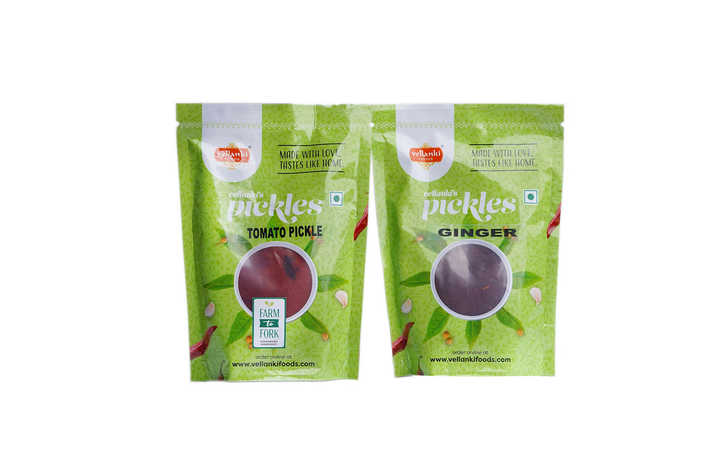 Vellanki Foods Andhra Pickles Combo Pack (250 gm Each) - Ginger Pickle,Tomato Pickle - Distacart
