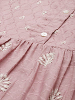 Thumbnail for Anouk Mauve & Off-White Ethnic Embroidered Cotton Straight Kurta with Trousers Dupatta - Distacart