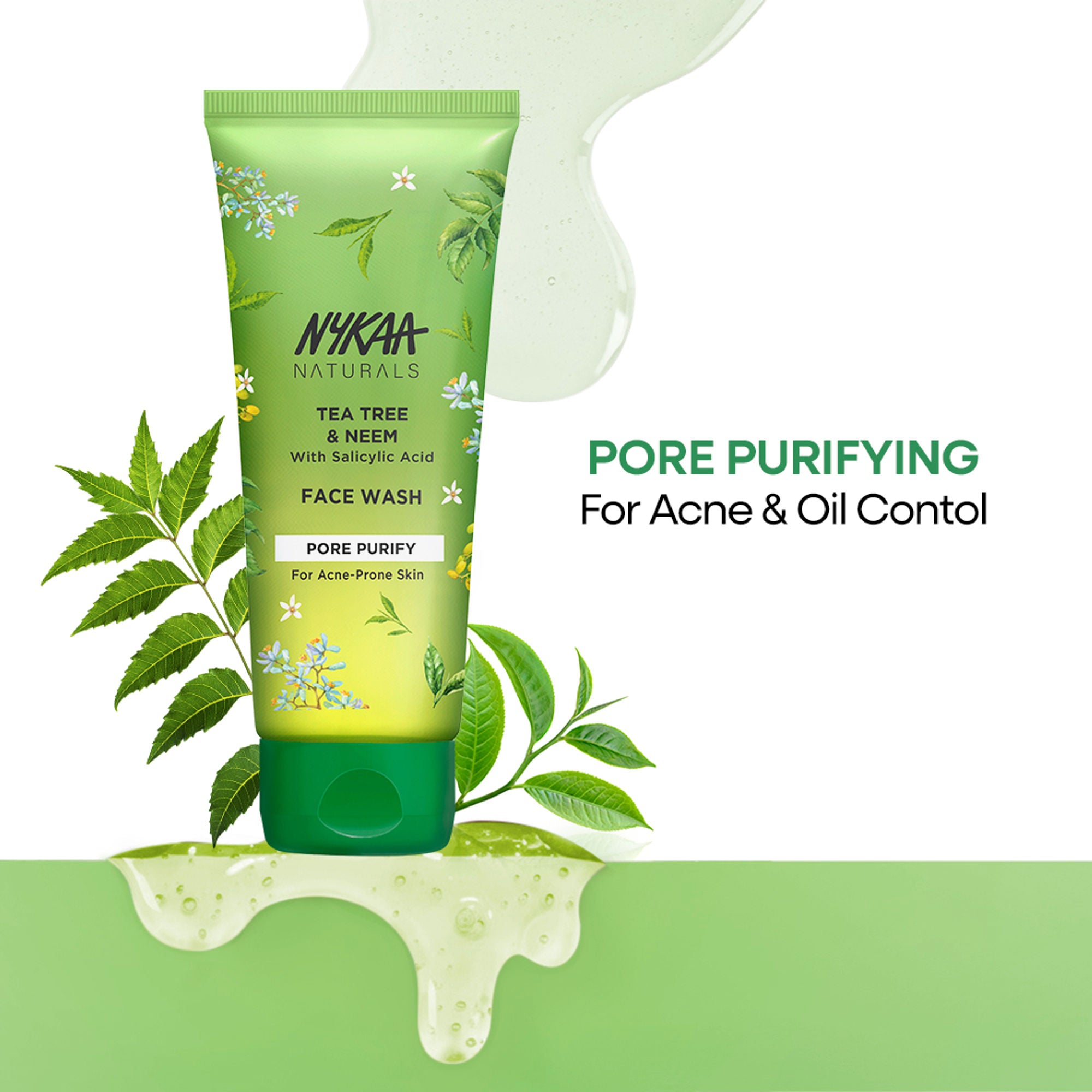 Nykaa Anti-Acne Face Wash With Salicylic Acid, Tea Tree & Neem - For Oily & Acne Prone Skin - Salicylic Acid Tea Tree Neem
