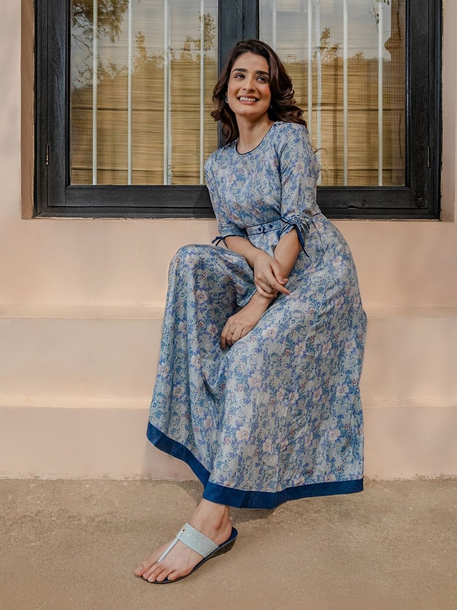 AURELIA Grey Floral Midi Dress - Distacart