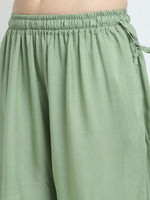 Thumbnail for TAG 7 Women Sage Green Solid Flared Fit Ethnic Palazzos
