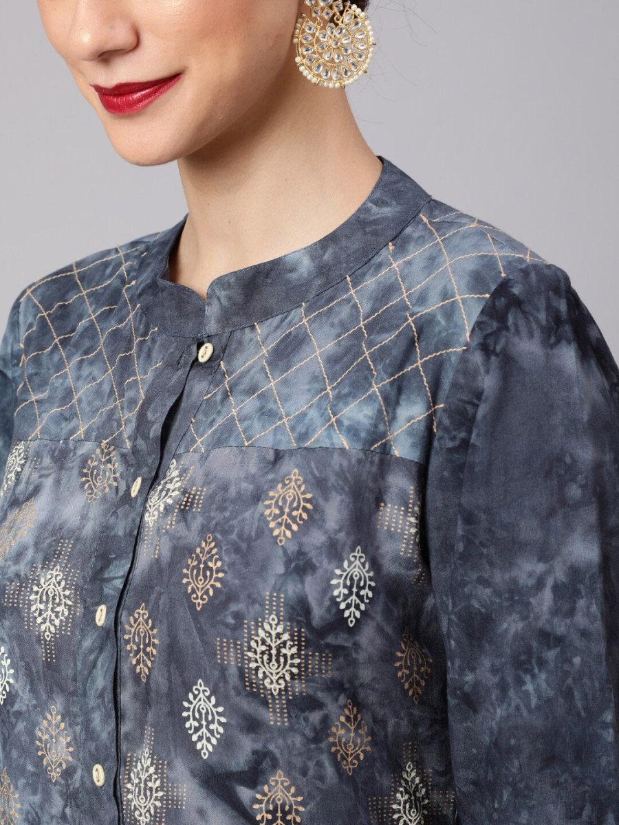 Aks Ethnic Motifs Printed Mandarin Collar Straight Kurta - Distacart