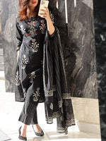 Thumbnail for Kalini Floral Printed Regular Thread Work Pure Cotton Kurta With Trousers & Dupatta