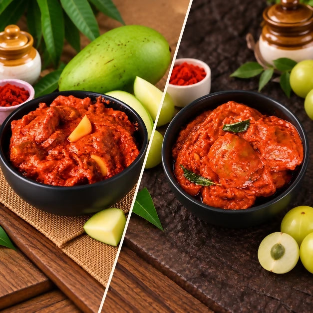 Tenali Ruchulu Pickles Combo: Mango Pickle + Amla Pickle