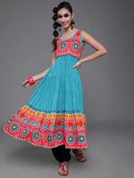 Thumbnail for Aks Floral Printed Sleeveless Cotton Silk Anarkali Kurta - Distacart