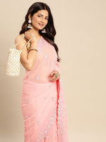 Thumbnail for kasee Floral Zari Pure Georgette Saree - Distacart