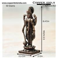 Thumbnail for Copper Idols India - By Bhimonee Decor , Copper Vishnu Idol - Distacart