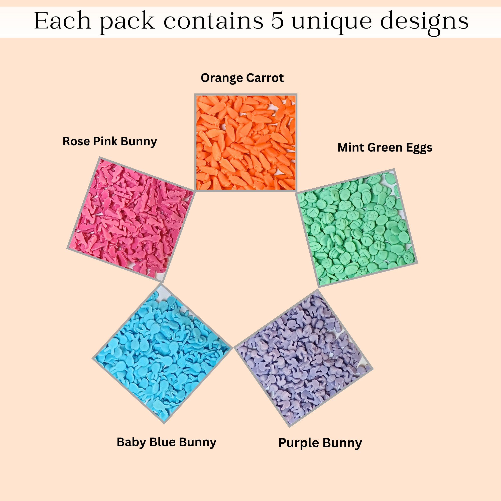 confect bunny sprinkles orange silver and sky blue red sprinkles pack of 5 100gms