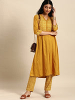 Thumbnail for All About You Women Brown & Cream Printed Kurta with Trousers - Distacart