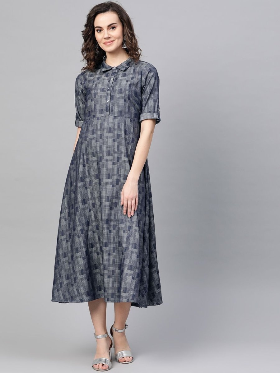AURELIA Self Design Shirt Cotton Dress - Distacart