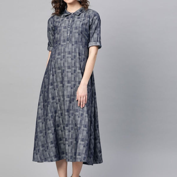 AURELIA Self Design Shirt Cotton Dress - Distacart