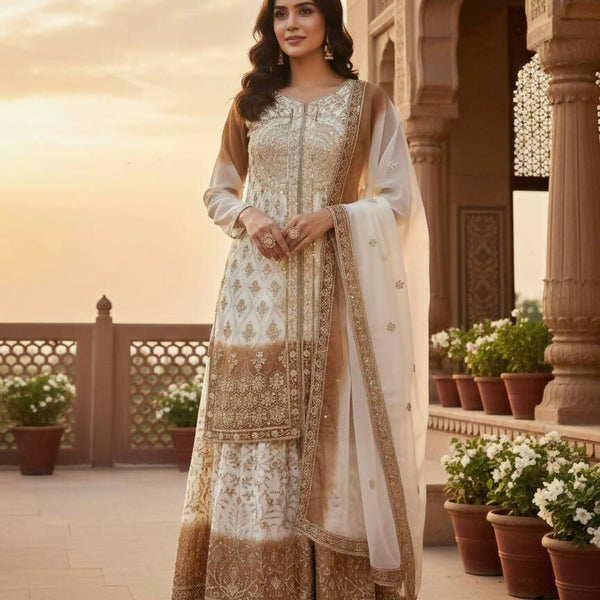 Teeya Creation Multi Color Star Georgette Heavy Embroidery Work Functional Wear Salwar Suit - Distacart