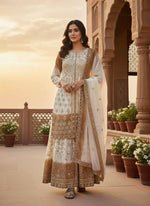 Thumbnail for Teeya Creation Multi Color Star Georgette Heavy Embroidery Work Functional Wear Salwar Suit - Distacart