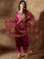 Thumbnail for Indo Era Women Floral Embroidered Regular Kurta with Trousers & With Dupatta