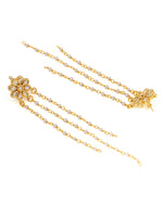 Thumbnail for Ruby Raang Gold Long Kundan & Pearl Dangler Earrings
