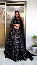 Thumbnail for Preksha Creation Black Foux Georgette With Thread With Sequence Women Lehenga Choli - Distacart