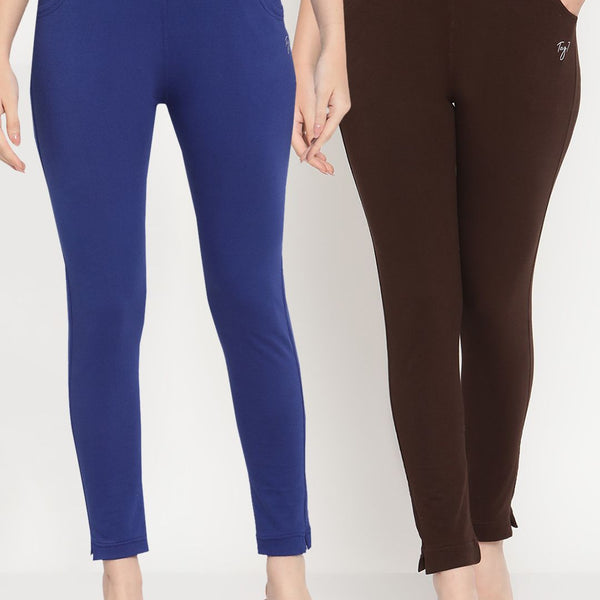 TAG 7 Pack of 2 Blue & Brown Ankle-Length Leggings - Distacart