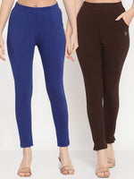 Thumbnail for TAG 7 Pack of 2 Blue & Brown Ankle-Length Leggings - Distacart