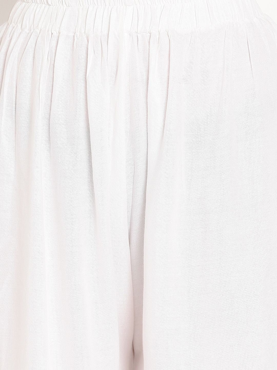 TAG 7 Women White Solid Straight Palazzos