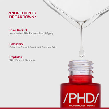 Proven Honest Derma (PHD) 0.3% Retinol Serum With Bakuchiol & Peptides - Distacart