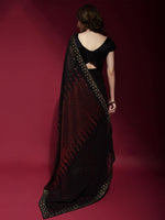 Thumbnail for Anouk Black & Red Embellished Sequinned Pure Georgette Saree - Distacart