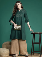 Thumbnail for Sangria Ethnic Motifs Printed Gotta Patti Pure Cotton Kurta