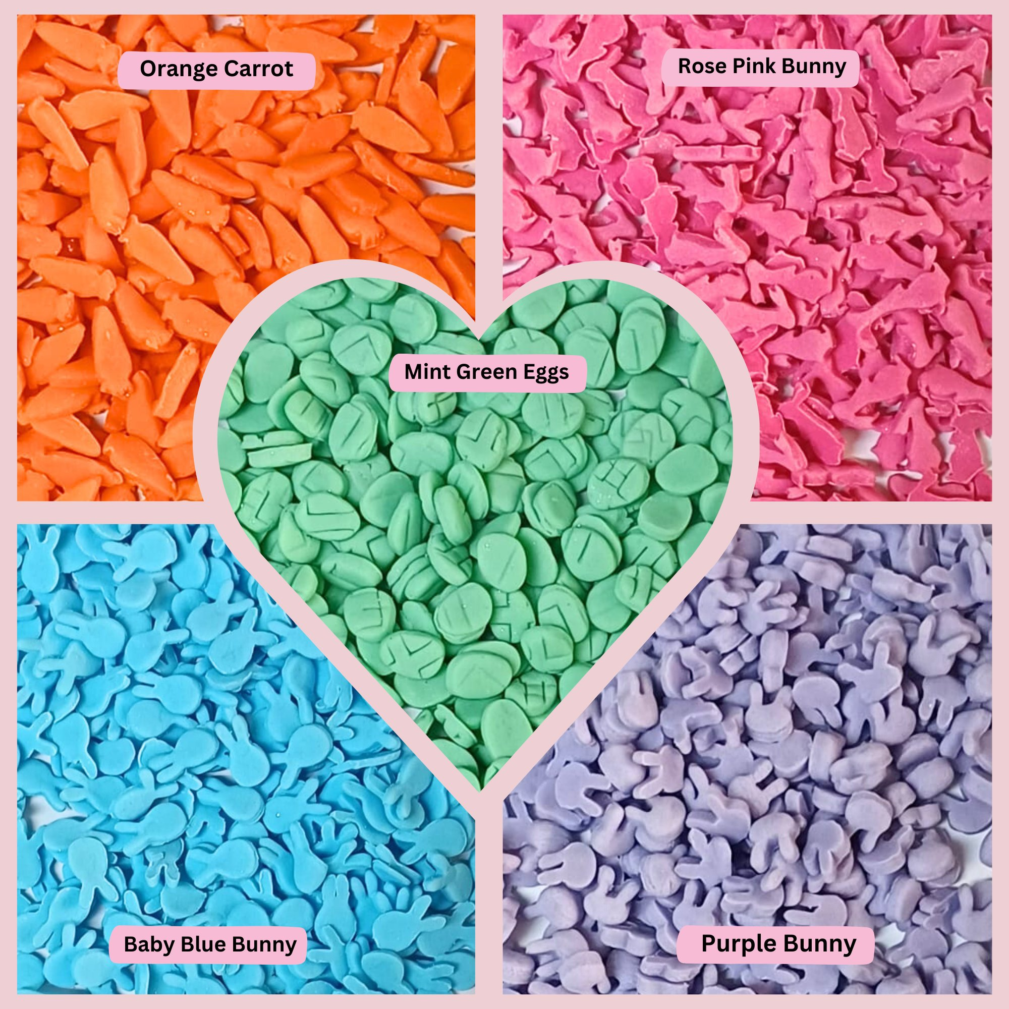 confect bunny sprinkles orange silver and sky blue red sprinkles pack of 5 100gms