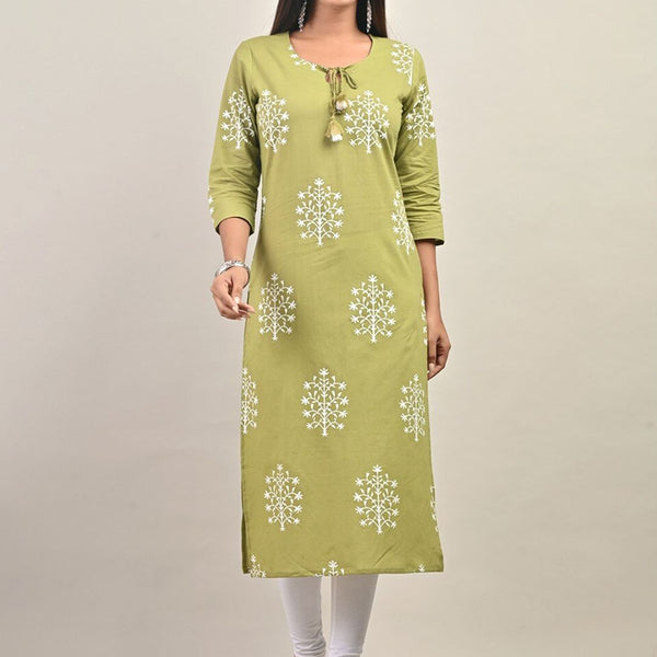 Swasti Tie-Up Neck Floral Printed Pure Cotton Kurta - Distacart