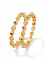 Thumbnail for NVR Women Set of 2 Gold Plated Artificial Stone Bangle - Distacart