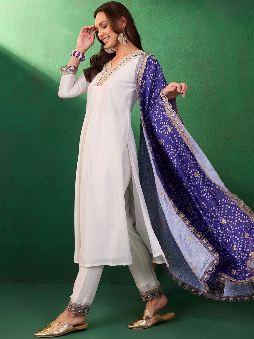 Sangria Sequence Embroidered Straight Kurta With Trousers
