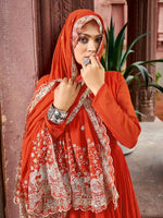 Thumbnail for Joban Fashion Rust Readymade Kurta Set With Sequence embroidery Work