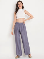 Thumbnail for TAG 7 Women Grey & Navy Blue Set of 2 Flared Ethnic Palazzos