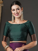 Thumbnail for Anouk Purple & Gold-Toned Woven Design Zari Banarasi Saree - Distacart