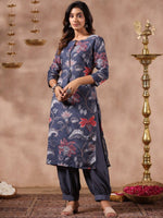 Thumbnail for Anubhutee Tie Up Neck Floral Printed Kurta - Distacart