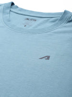 Thumbnail for Alcis Men Blue Solid Slim Fit Gym T-shirt - Distacart