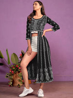 Thumbnail for Sangria Women Chikankari Embroidered Round Neck Kurta - Distacart