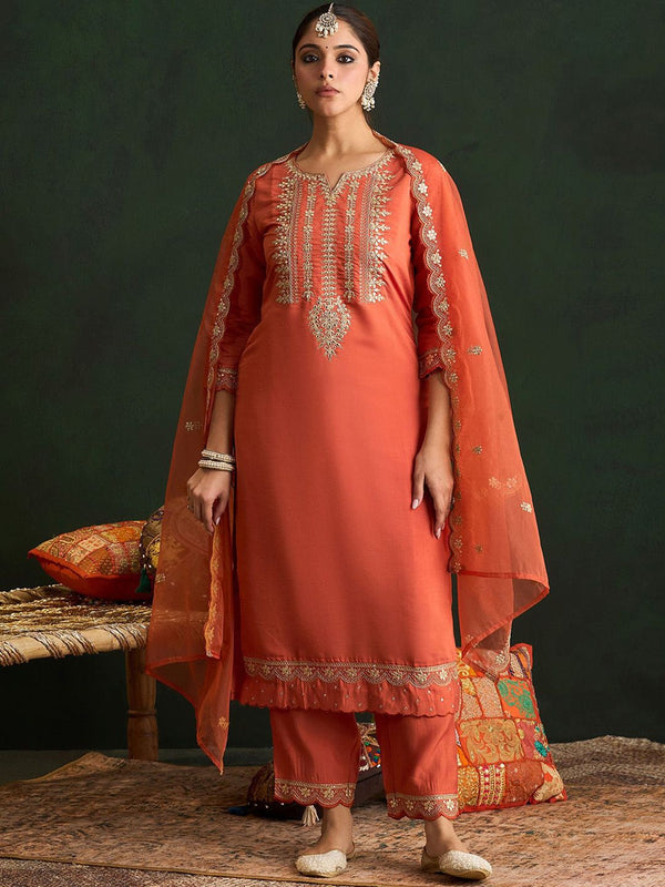 Indo Era Women Ethnic Motifs Embroidered Regular Gotta Patti Kurta with Trousers & With Dupatta