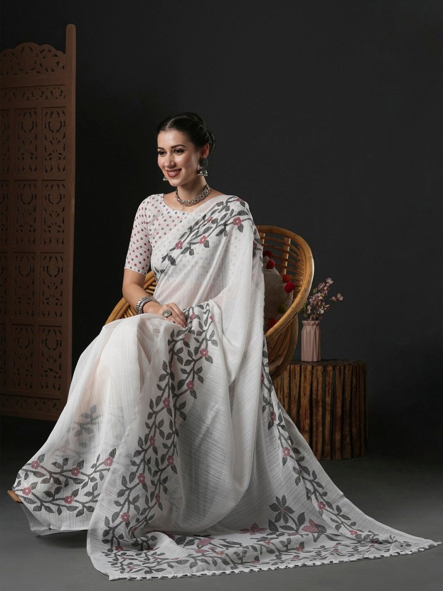 Anouk Floral Printed Block Print Saree - Distacart