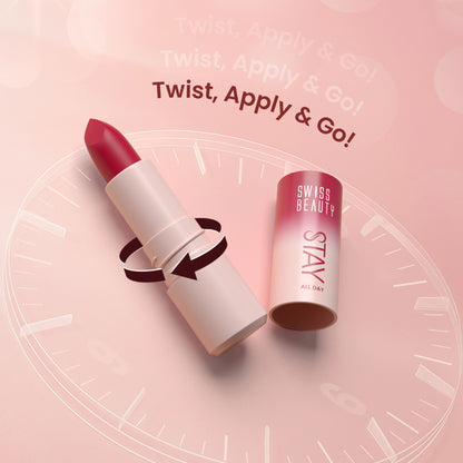 Swiss Beauty Stay All Day Lipstick - 03 Chirpy - Distacart